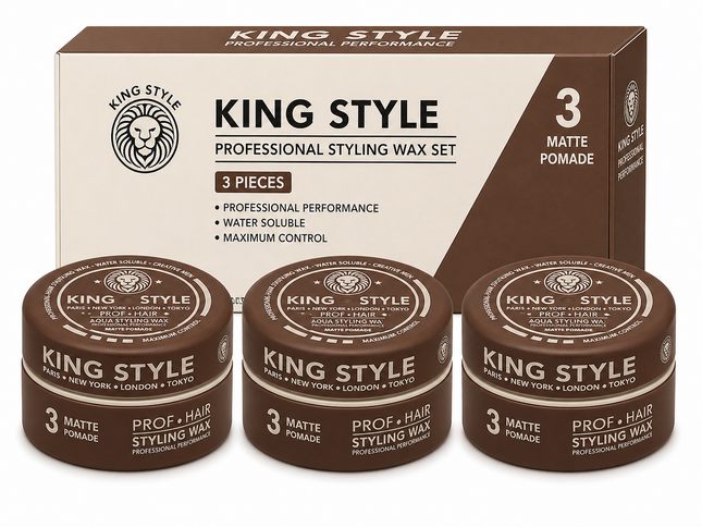 King Style Aqua Styling Wax Matte Pomade 3 stuks - Hairwaxshop