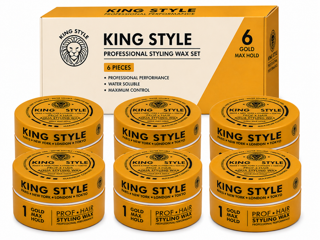 King Style Aqua Styling Wax Gold Max Hold 6 stuks) - Hairwaxshop
