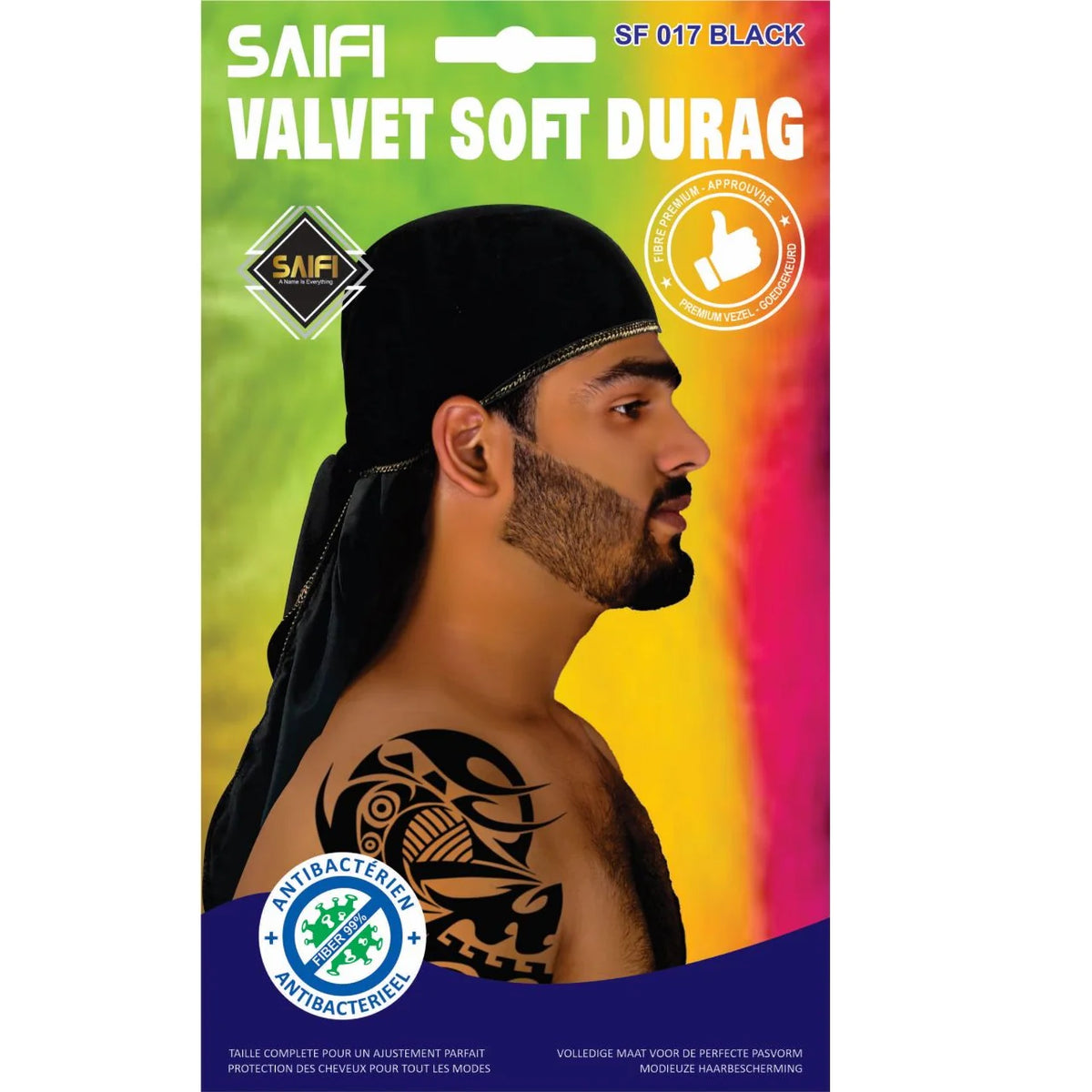 Saifi Valvet Soft Durag SF 017 BLACK