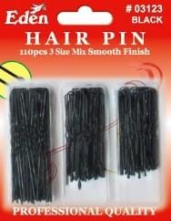 EDEN BLACK HAIR PINS 3 MIX SIZES 110PCS 03123