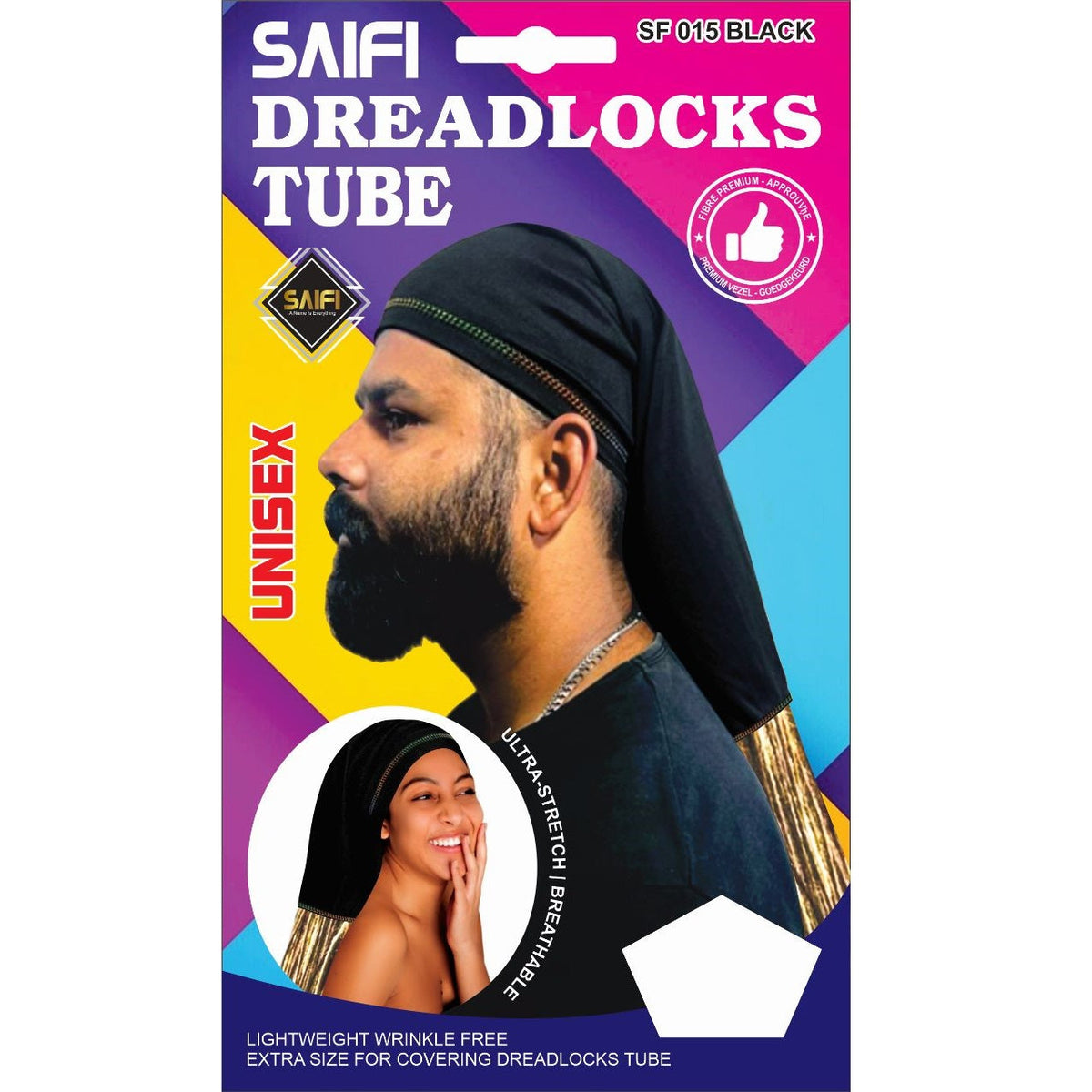 Saifi Dreadlocks Tube Black UniSex SF 016 Black - Africa Products Shop