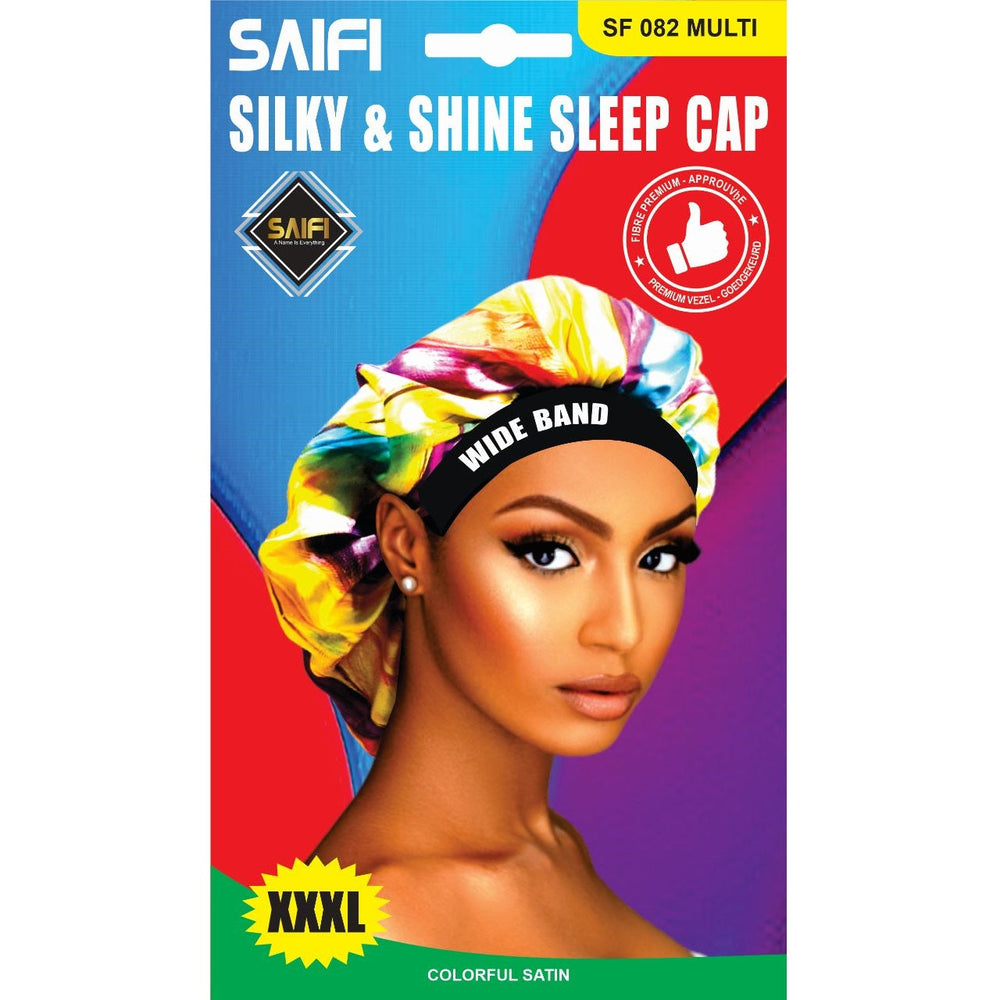 Saifi Silky & Shine Sleep COLORFUL SATIN CAP SF 082 MULTI XXXL WIDE BAND - Africa Products Shop